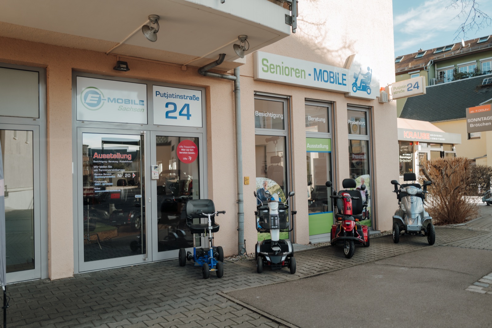 Ladengeschäft E-Mobile Sachsen in der Putjatinstraße Dresden